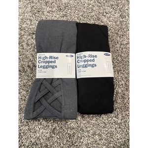 Set Of 2 Old Navy Women's High Rise Cropped Leggings Pant Size L Grey Black C3